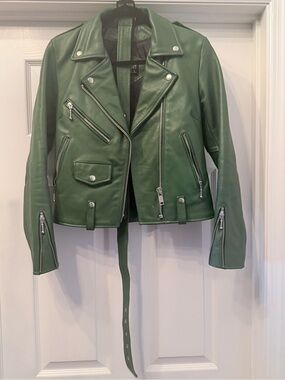 Straight To Hell Apparel Green Leather Jacket Size Small